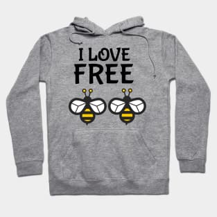 I Love "Free Bees" (Dark) Hoodie